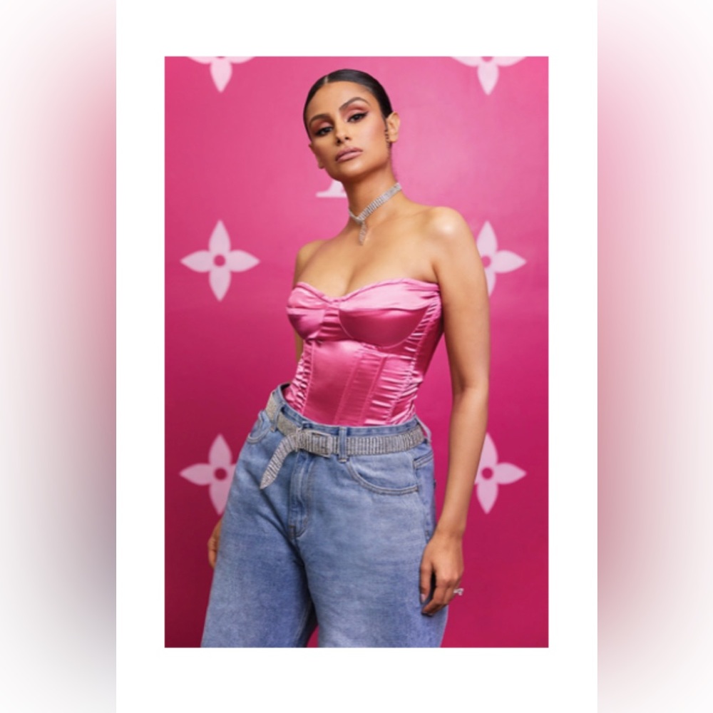 Pink  satin corset never used size 12